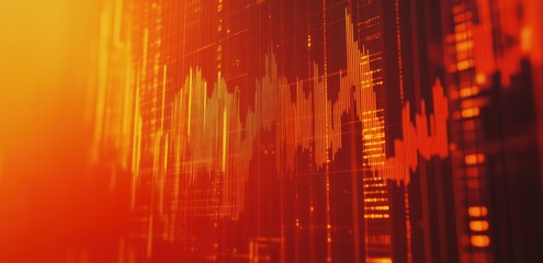Leinwandbilder - Abstract visualization of sound waves in vibrant red and orange tones.