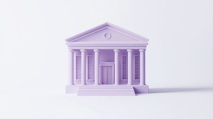 Leinwandbilder - A stylized purple building resembling a classical structure with columns and steps.