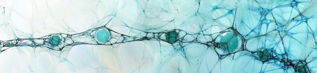 Fototapete - Abstract representation of interconnected networks in blue tones.
