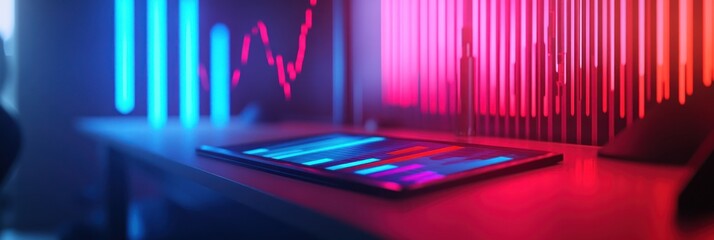 Poster - A modern workspace featuring a tablet and colorful data visualizations.