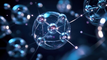 Poster - A close-up visualization of atoms and molecules in a scientific context.