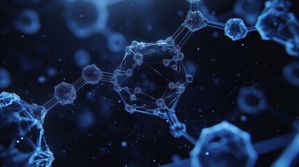 Aufkleber - A close-up view of molecular structures in a digital representation of scientific concepts.