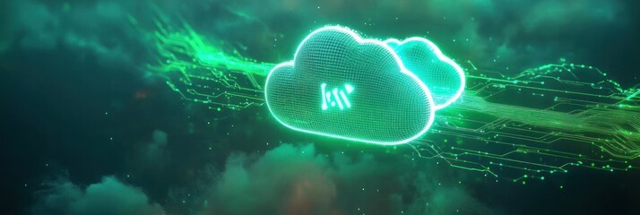 Aufkleber - Digital clouds with glowing effects representing data and technology concepts.