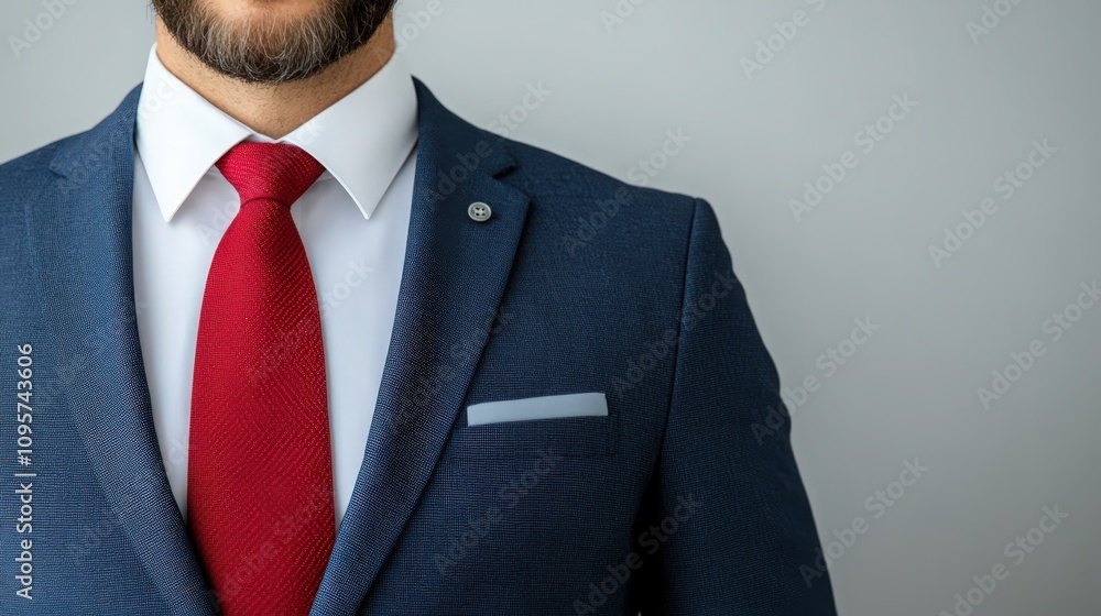 A man in a blue suit and red tie Stock Photo | Adobe Stock