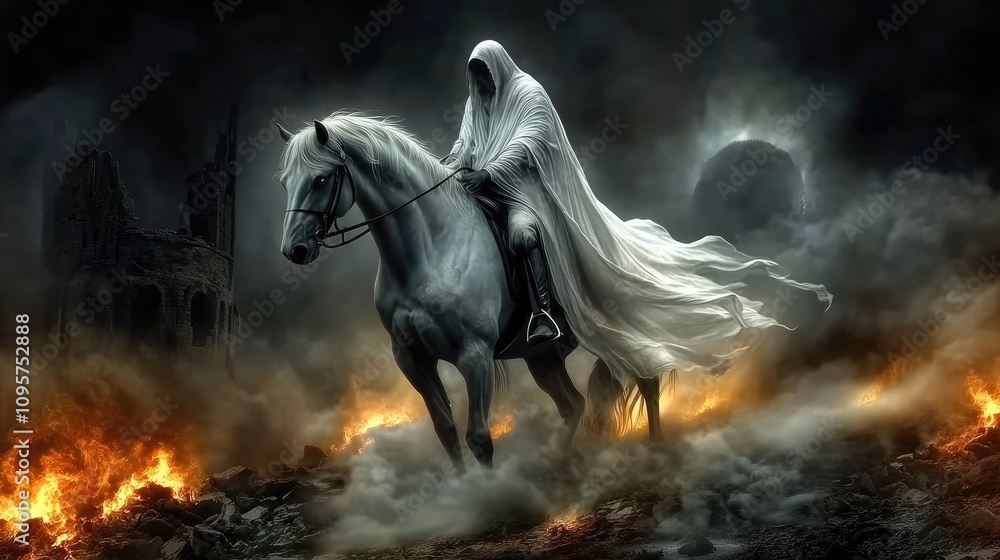 Pestilence Rider Apocalyptic Vision: pale horse and its rider, symbolising mortality and ...