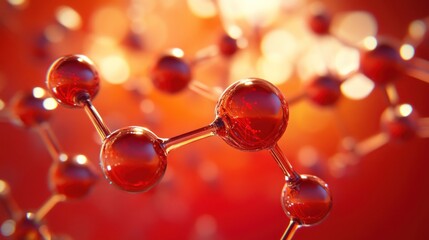 Aufkleber - Abstract representation of molecular structures in red tones, emphasizing scientific concepts.
