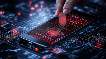 Aufkleber - smartphone with digital identity verification and fingerprint scanning