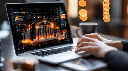 Poster - User logging into secure online service with digital interface