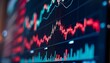 © Black - A close-up view of the stock market trading screen, featuring red and blue financial data and charts
