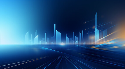 Wall Mural - abstract blue city background with arrows