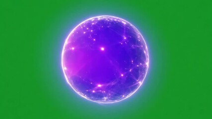 Wall Mural - Vibrant Glowing Purple Orb on Green Chromakey Background Animation