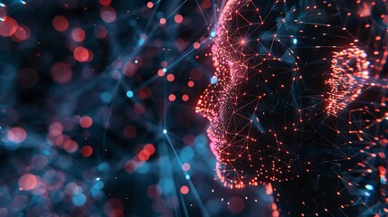 Wall Mural - abstract digital face formed by a network of glowing connections. futuristic concept of ai and digit