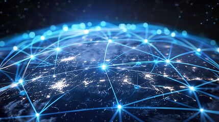Wall Mural - depicting global network connections, showcasing the interconnectedness of our digital world.