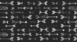 © Arceli - Silver Arrow pattern hand drawn design on Black background illustration