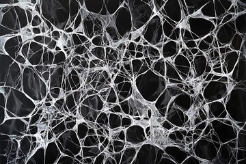 Intricate spiderweb texture on black background.