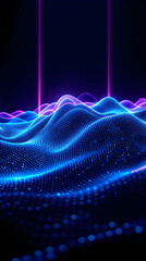 Wall Mural - an image of a digital wave pulsating across the screen. the wave is depicted in radiant hues of neon