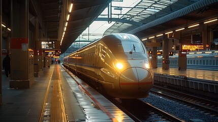 Aufkleber - Fast train in train station, High-speed.