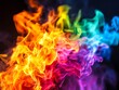 © shahadatarman 0 - Vibrant rainbow flames and smoke on black background.