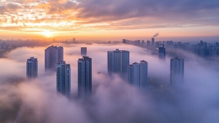 fog view in city landscape