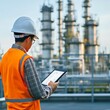 © somporn - Engineer monitors oil refinery operations using digital tablet for enhanced efficiency and safety