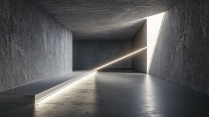 Wall Mural - minimalist concrete room with light beam.