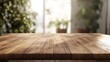 © PimPhoto - Wooden table with blurred wall background, for display or montage your products. Mockup for display of product.