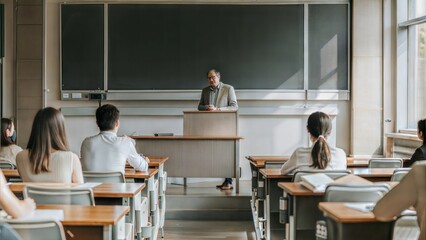 Professor teaching university lecture
