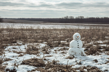 Poster - snowman in the woods