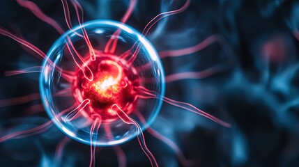 Wall Mural - abstract glowing plasma sphere with energy streams.