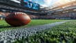 © shirophoto - realistic football stadium, low angle view, american football locate in front on field with blur stadium in background
