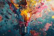© Anjali - Colorful light bulb explosion inspires creative business ideas and technology.