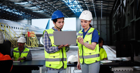 Leinwandbilder - Aircraft Repair And Maintenance At Airport