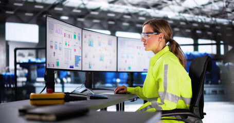 Poster - Woman Working In Power Plant Electricity