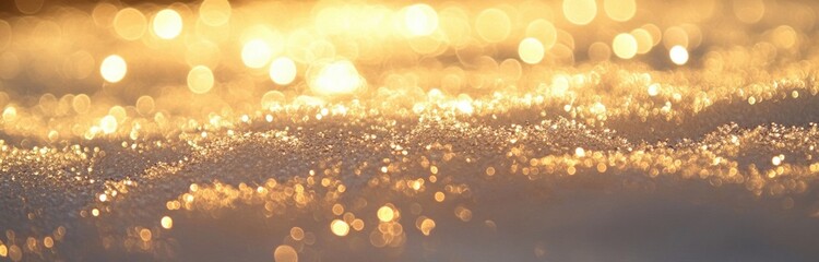 Wall Mural - Soft Golden Bokeh Lighting Creating a Dreamy Atmosphere at Sunset Over a Sparkling Surface for a Serene and Tranquil Visual Experience in Nature Photography