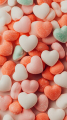 Wall Mural - Colorful heart-shaped candies in a vibrant display