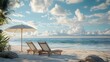 © MSH - Beautiful beach chairs under an umbrella with beautiful sky