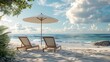 © MSH - Beautiful beach chairs under an umbrella with beautiful sky