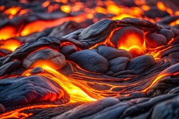 Wall Mural - Fiery lava flow with detailed lava texture and contrast