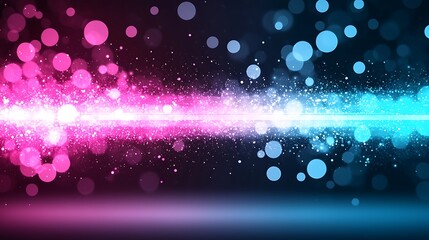 Wall Mural - Abstract Background with Colorful Bokeh Lights, Sparkling Glitter Elements, and a Bright Diagonal Line Emitting Light in a Dreamlike Atmosphere