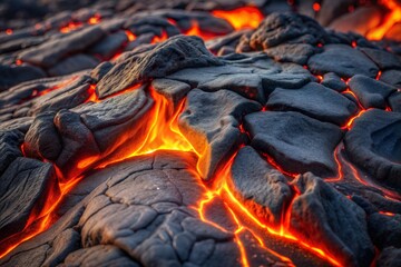 Wall Mural - Molten lava texture in fiery red and orange