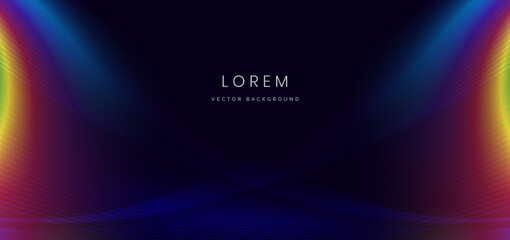 Fototapete - Abstract futuristic glowing neon blue color ray. Hi speed motion moving concept on dark blue background.