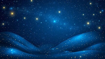 Wall Mural - Starry Night Sky with Majestic Waves