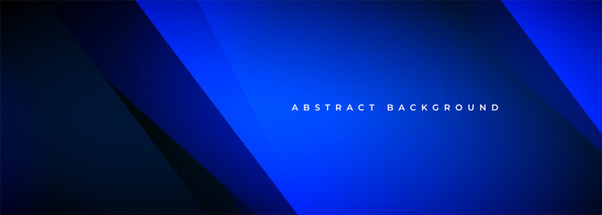 Poster - Dark blue abstract wide banner with geometric shapes. Blue modern abstract background. Vector illustration