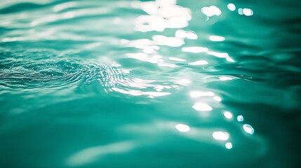 Poster - Calm and Serene Turquoise Water Surface with Soft Light Reflections : Generative AI