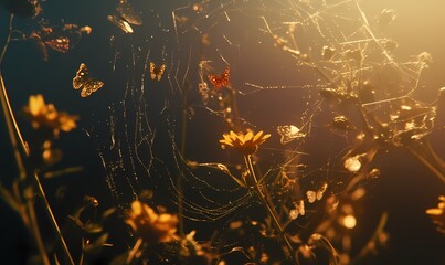 Butterflies trapped in the net