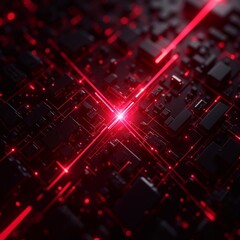 Wall Mural - abstract futuristic background with red and black shades. digital technology, circuit board, cybersp
