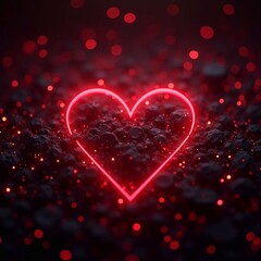 Wall Mural - abstract futuristic background with red and black shades. digital technology, glowing heart, cybersp