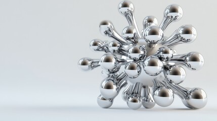Aufkleber - A metallic molecular structure resembling a cluster of atoms.