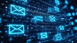 © khamz - Digital Mail Flow: Blue Envelope Icons on a Network