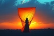 © Milaballe - Silhouette of a woman against vibrant sunset and dramatic sky